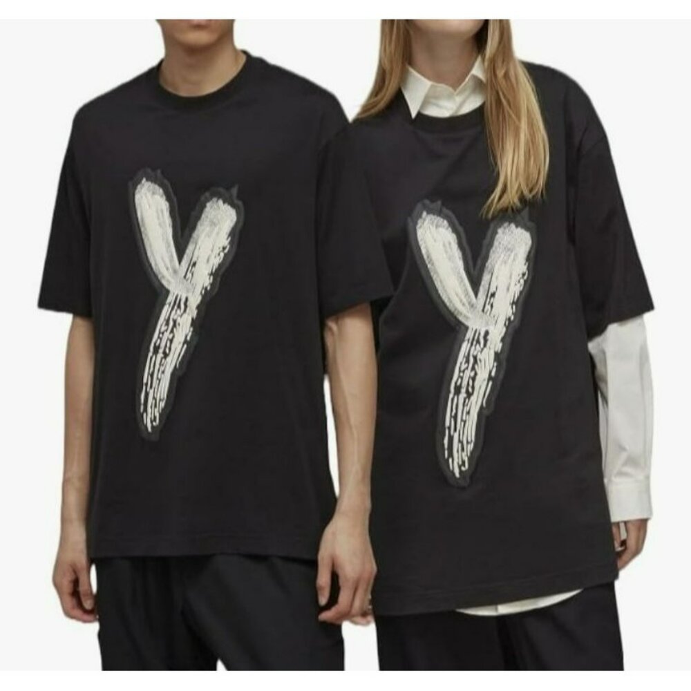 Adidas Y-3 Yohji Yamamoto Black Graphic Oversized T-Shirt Size L